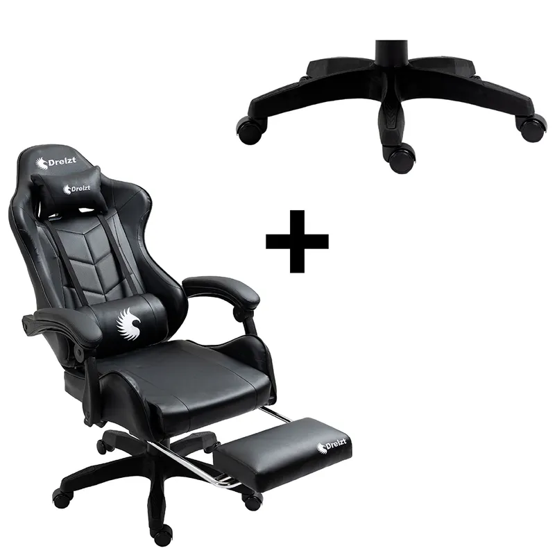 DREIZT - Combo Base para Silla Repuesto Shine Negro + Silla Gamer Shine Negro