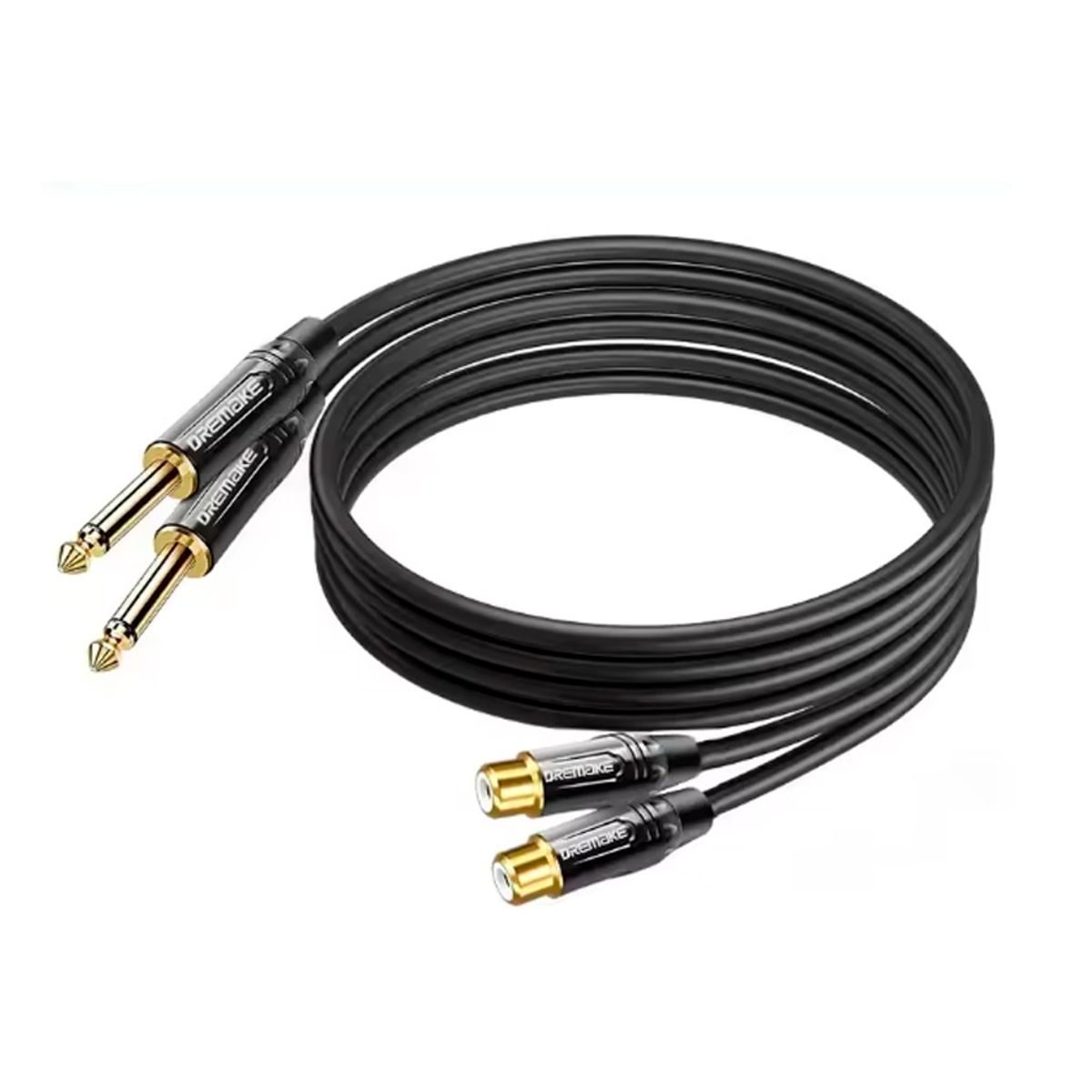 VENTION - Cable Audio 2 RCA Hembra DUAL 6.35mm TS Mono (1m) DJ Original