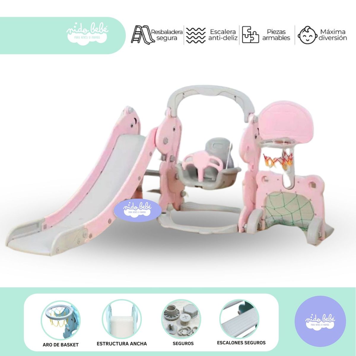 GENERICO - Centro de juegos de bebes recreativos 4 en 1 rosado