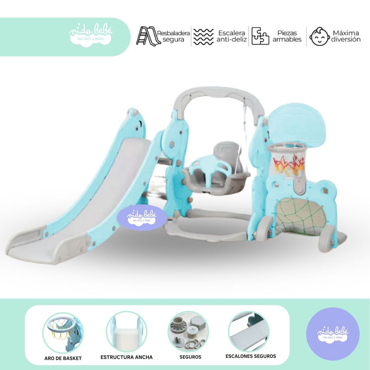 GENERICO - Centro de juegos de bebes recreativos 4 en 1 azul