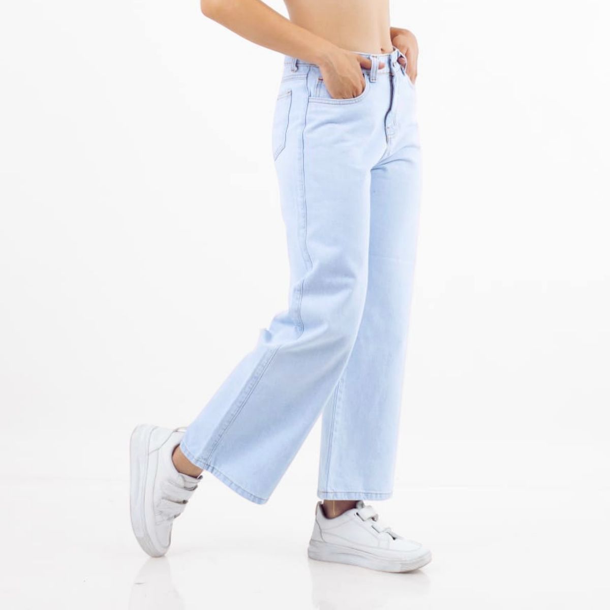 ROSUE - Pantalón Jean Baggy Mujer Hielo
