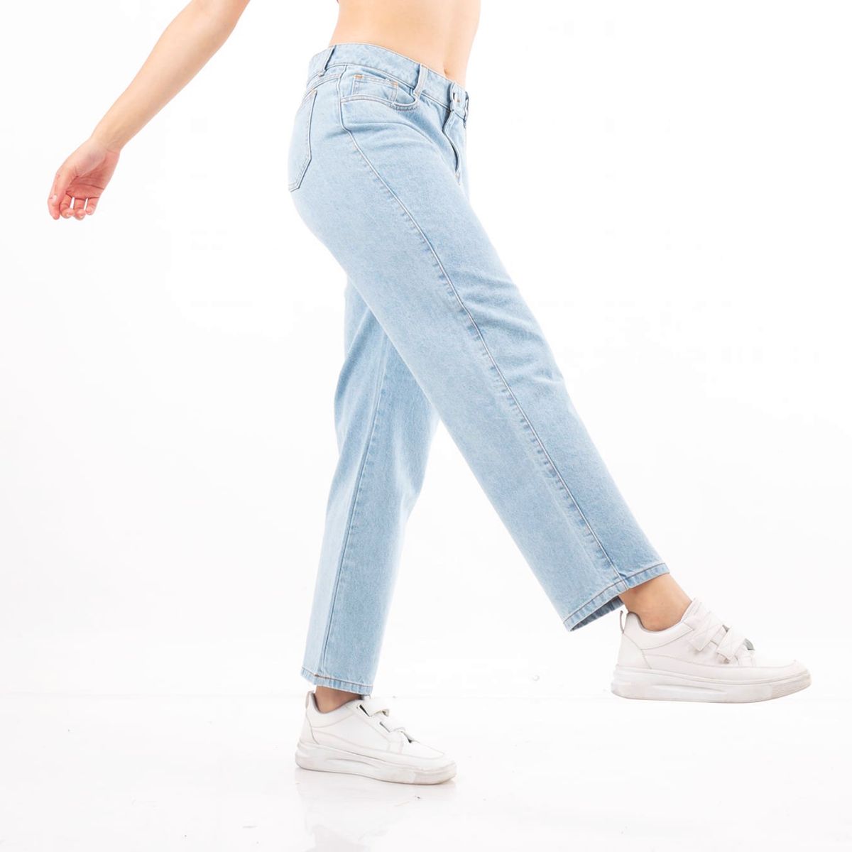 ROSUE - Pantalón Jean Baggy Mujer Hielo