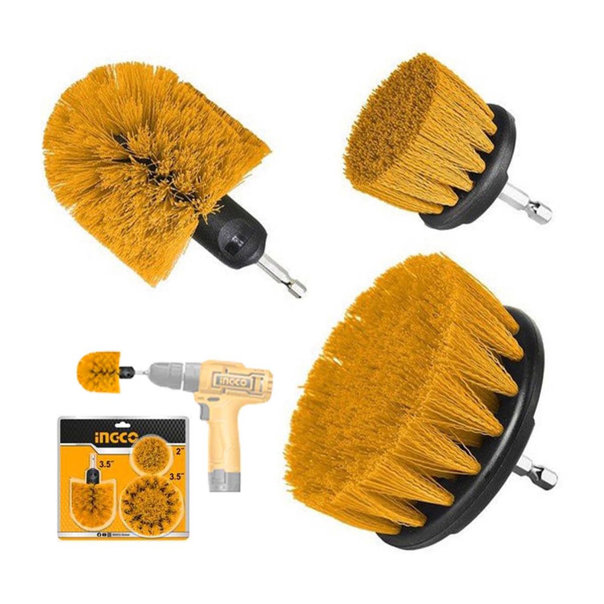 INGCO TOOLS - SET 3 PIEZAS CEPILLOS PARA TALADRO INGCO LIMPIEZA WCBM0301