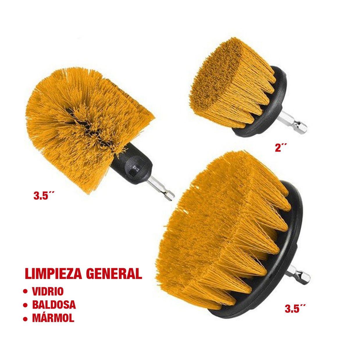 INGCO TOOLS - SET 3 PIEZAS CEPILLOS PARA TALADRO INGCO LIMPIEZA WCBM0301