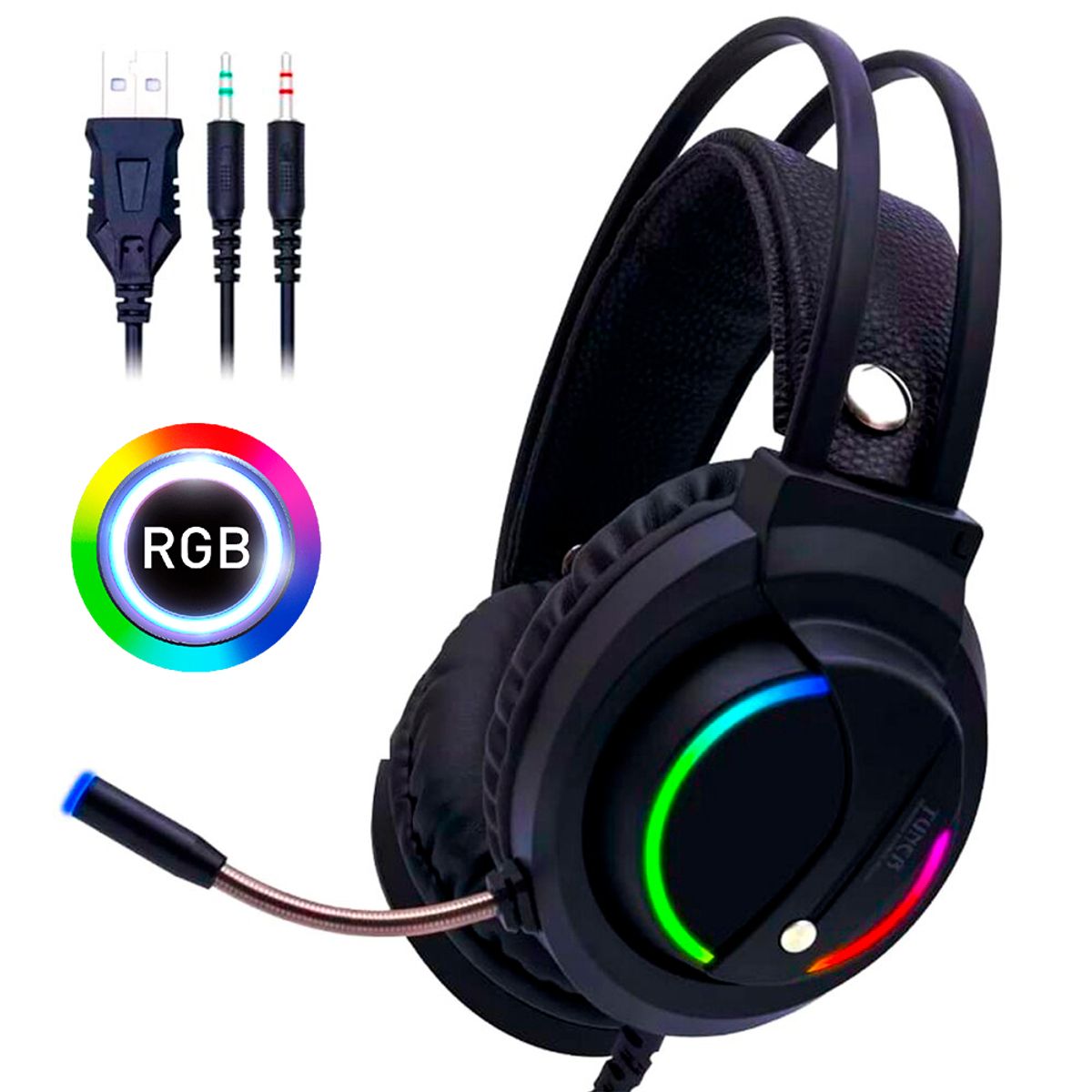 DREIZT - Combo Audífonos D5000Luces RGB + Mouse  Recargable LED RGBDreizt Blanco