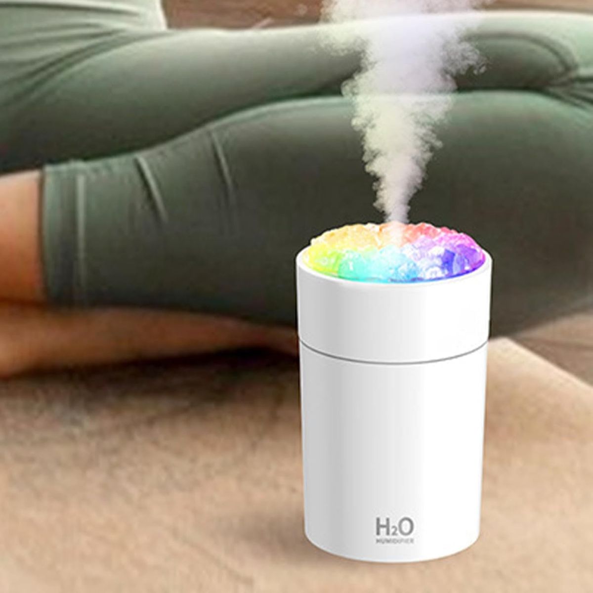 ELMEJORPRECIO - Humidificador Luces LED Diseño Compacto Modelo H2O RGB Blanco