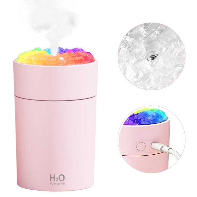 ELMEJORPRECIO - Humidificador Luces LED Diseño Compacto Modelo H2O RGB Rosado