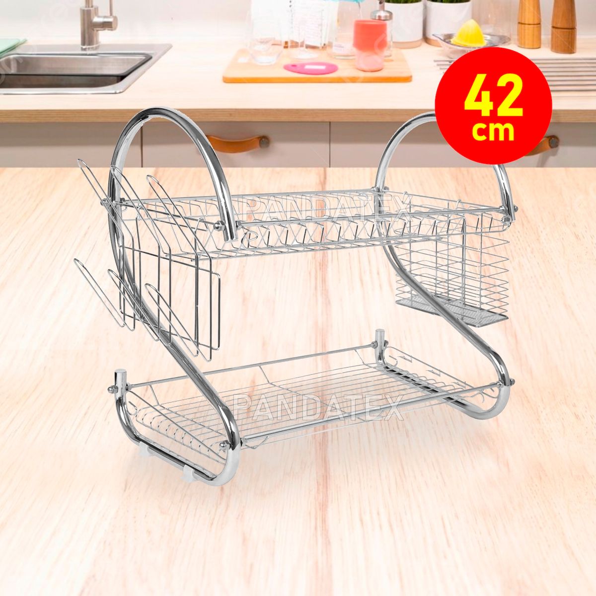 SM - ESCURRIDOR DE PLATOS GRANDE 2 NIVELES 42CM ANCHO