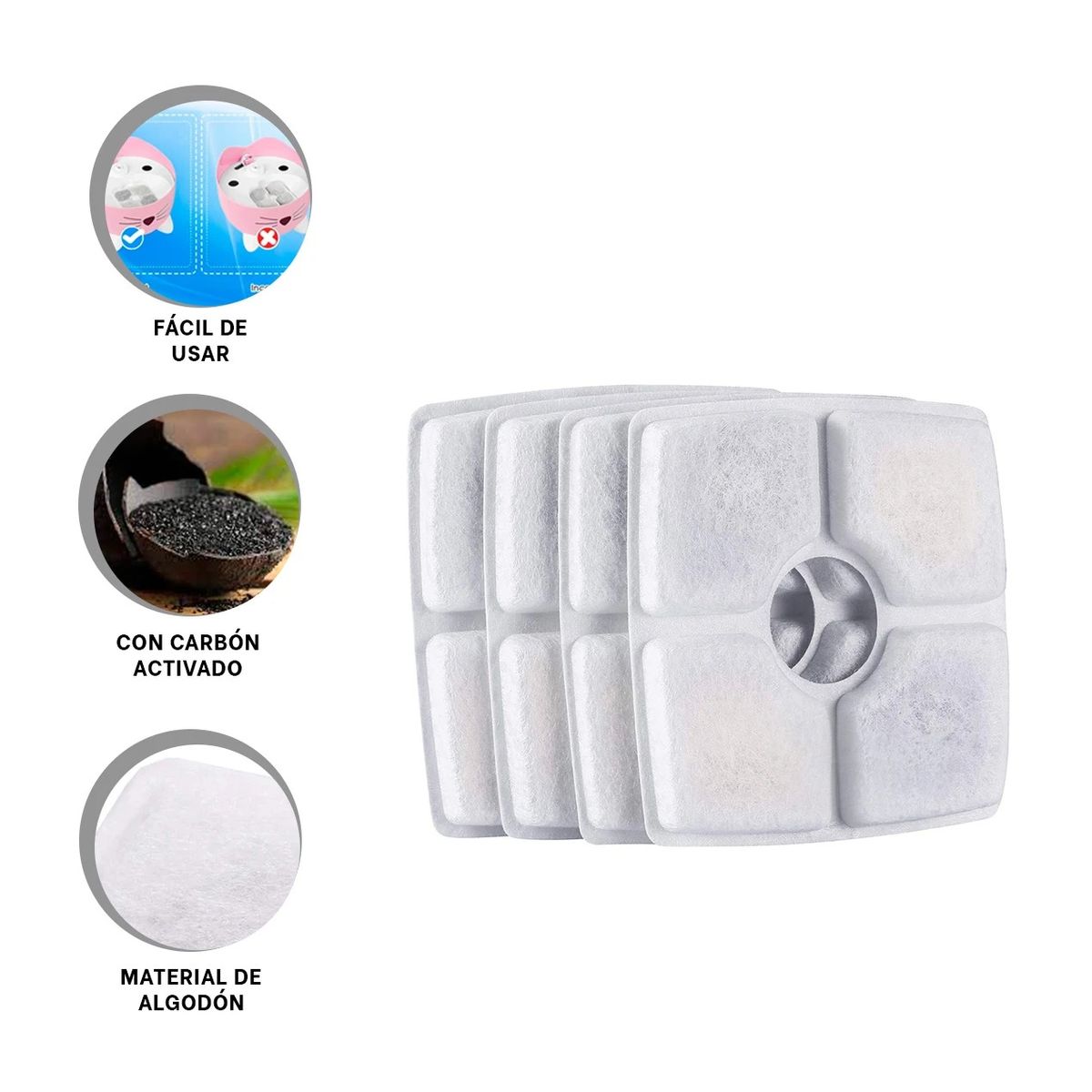 GENERICO - Pack4 Filtros para Agua en Cuad Y+Banderitas Adhesivas