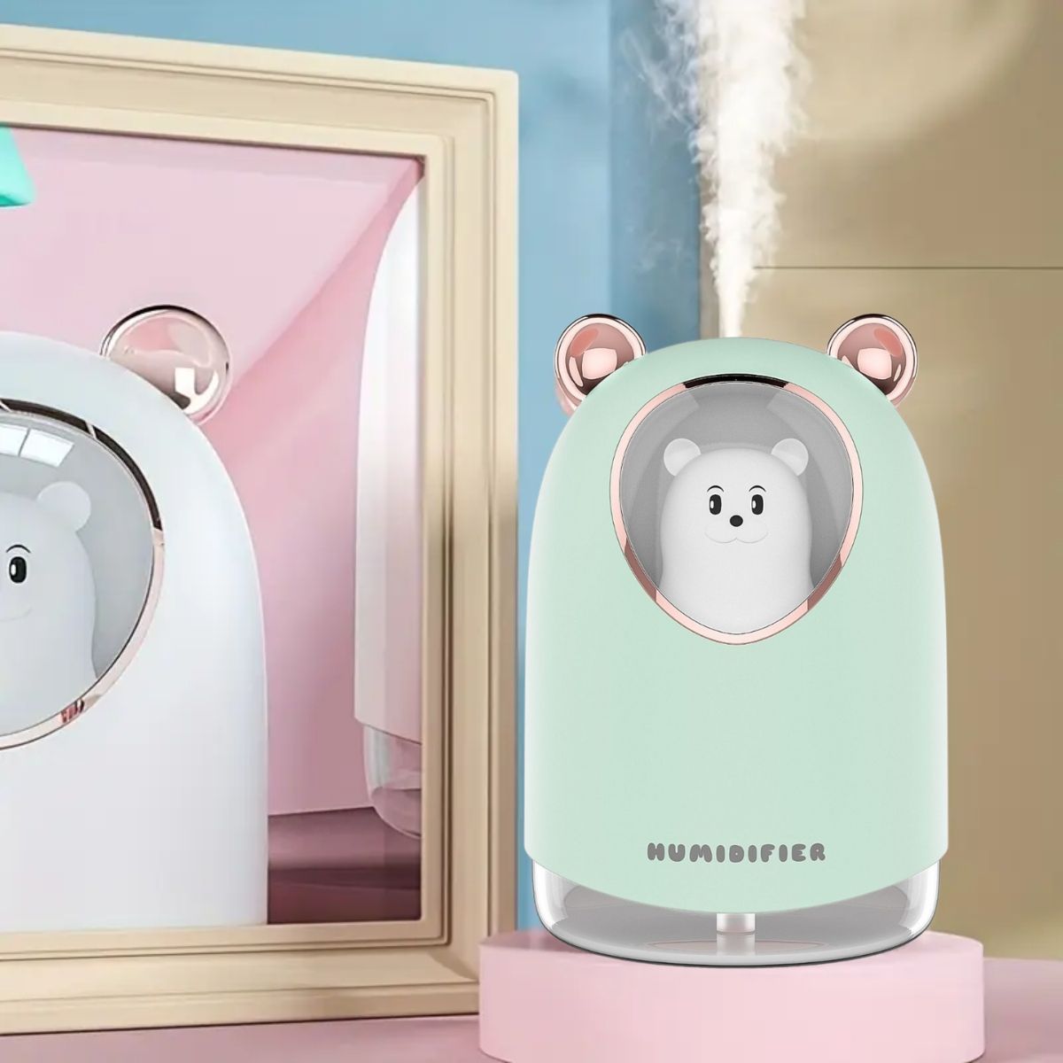 ELMEJORPRECIO - Humidificador Modelo Oso con Luz LED Verde