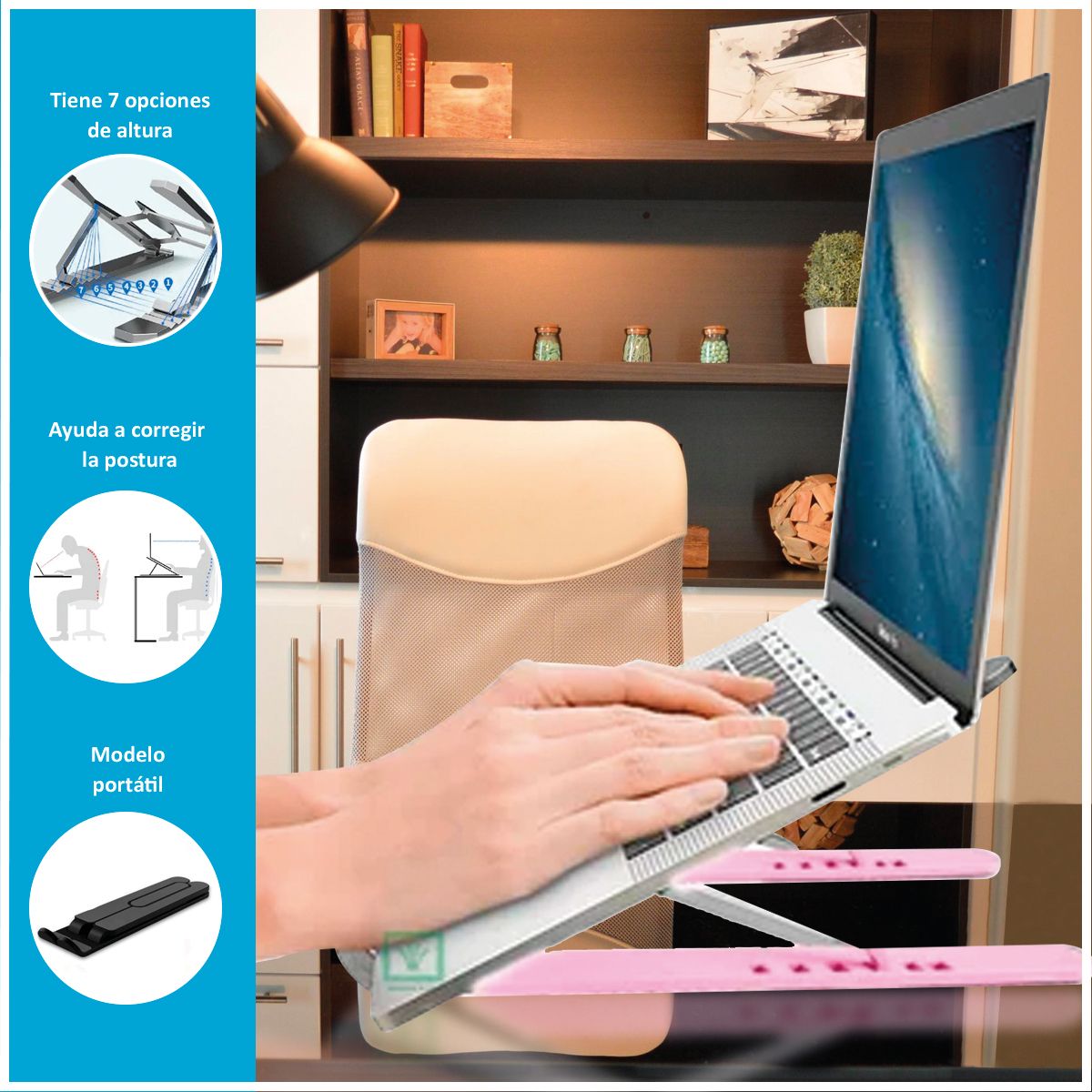 GENERICO - Soporte para Tablet y Laptop Plegable Rosado