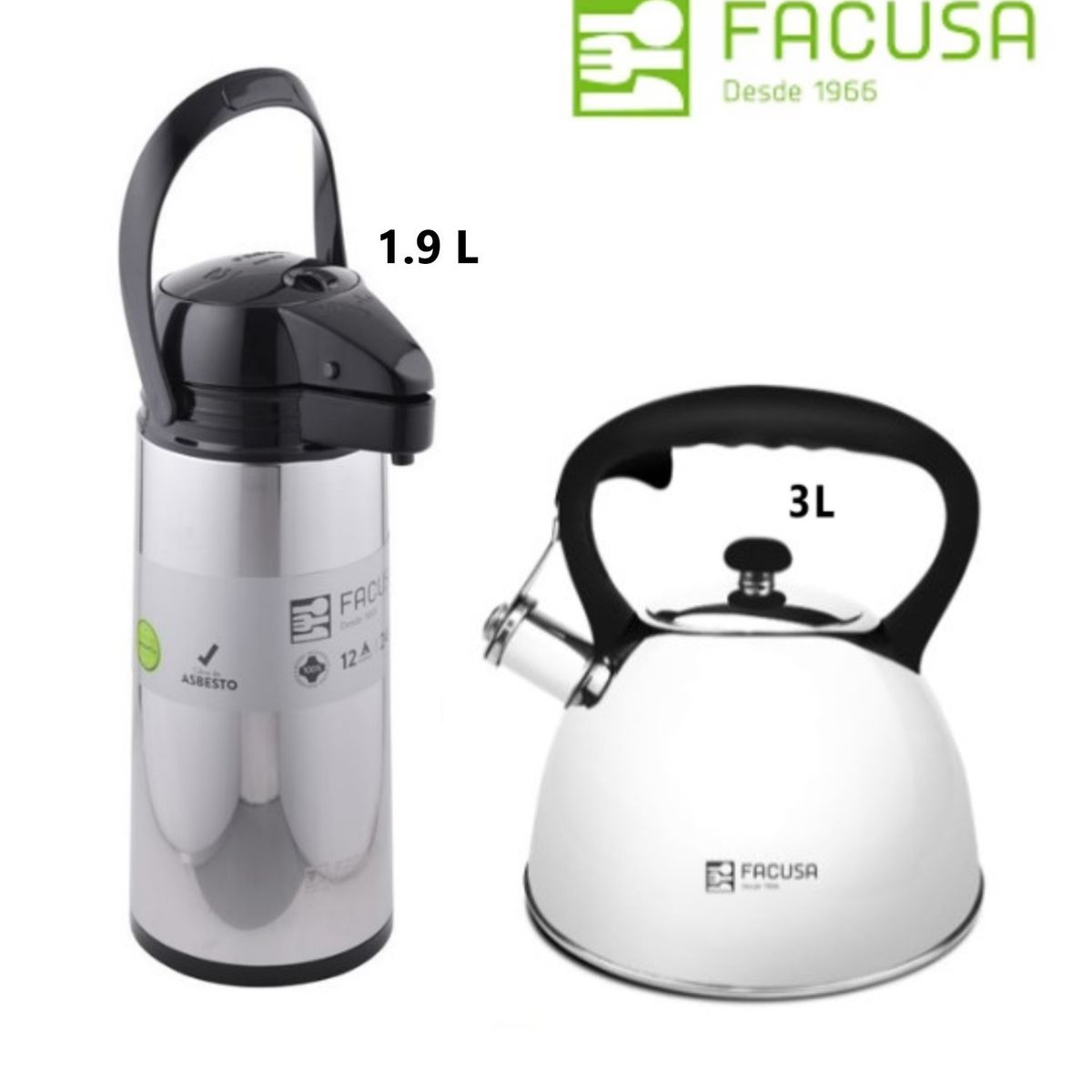 FACUSA - Termo con Dispensador 1 .9L y Tetera Acero Inoxidable 3L Facusa 2025