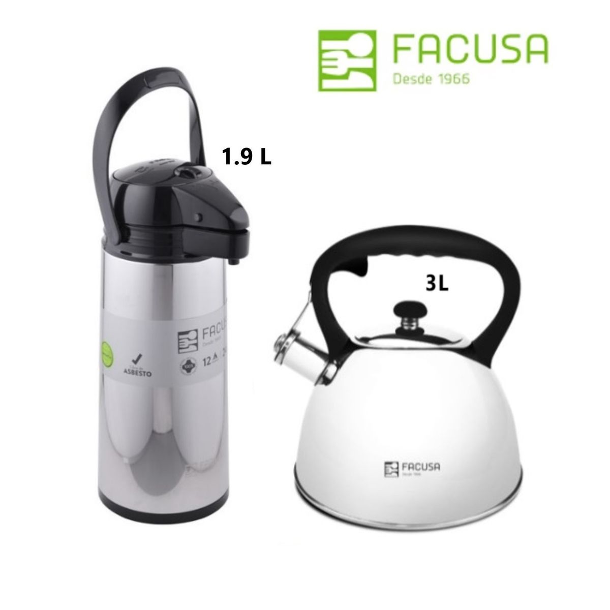 FACUSA - Termo con Dispensador 1 .9L y Tetera Acero Inoxidable 3L Facusa 2025