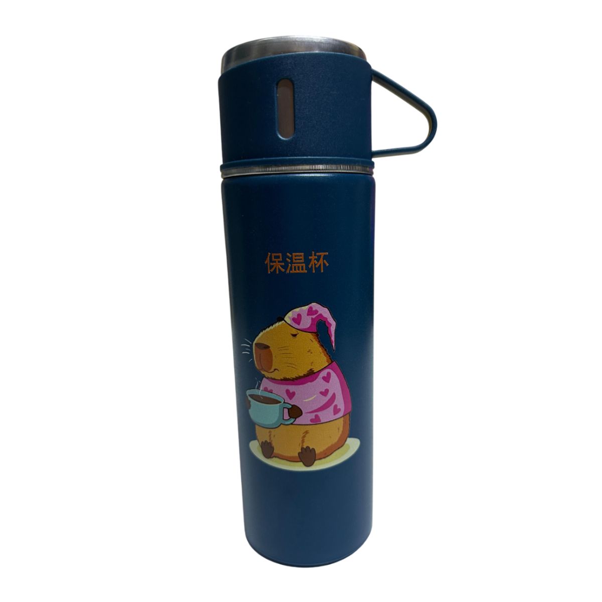 GENERICO - TERMO CAPIBARA DE 500 ML CON TRES TAZAS DE REGALO - AZUL