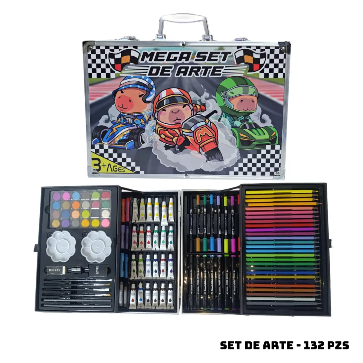 GENERICO - MALETIN MEGA SET DE ARTE 132 PZS CAPIBARAS RACING