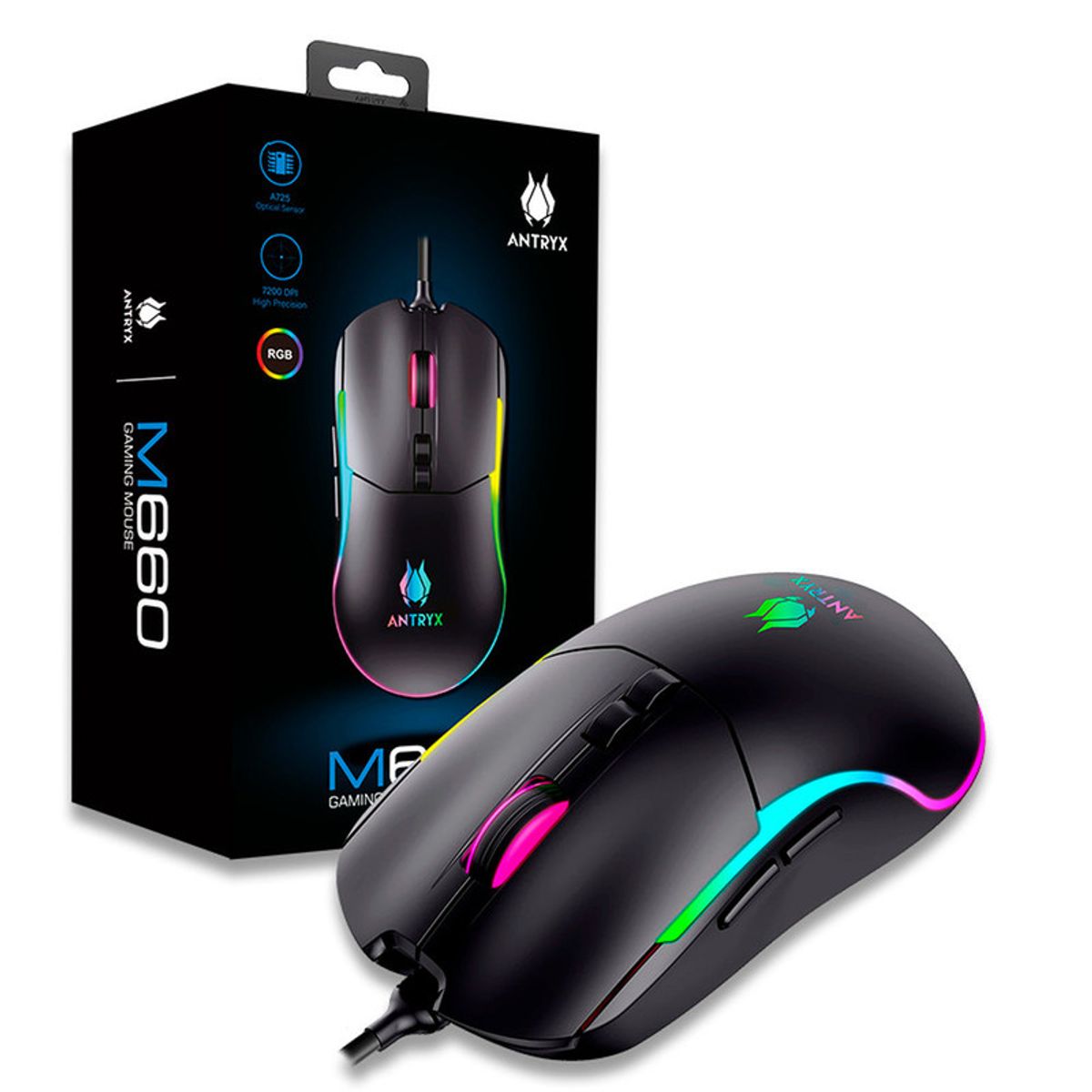 ANTRYX - Mouse Gaming Antryx Chrome Storm M660  7200 DPI RGB