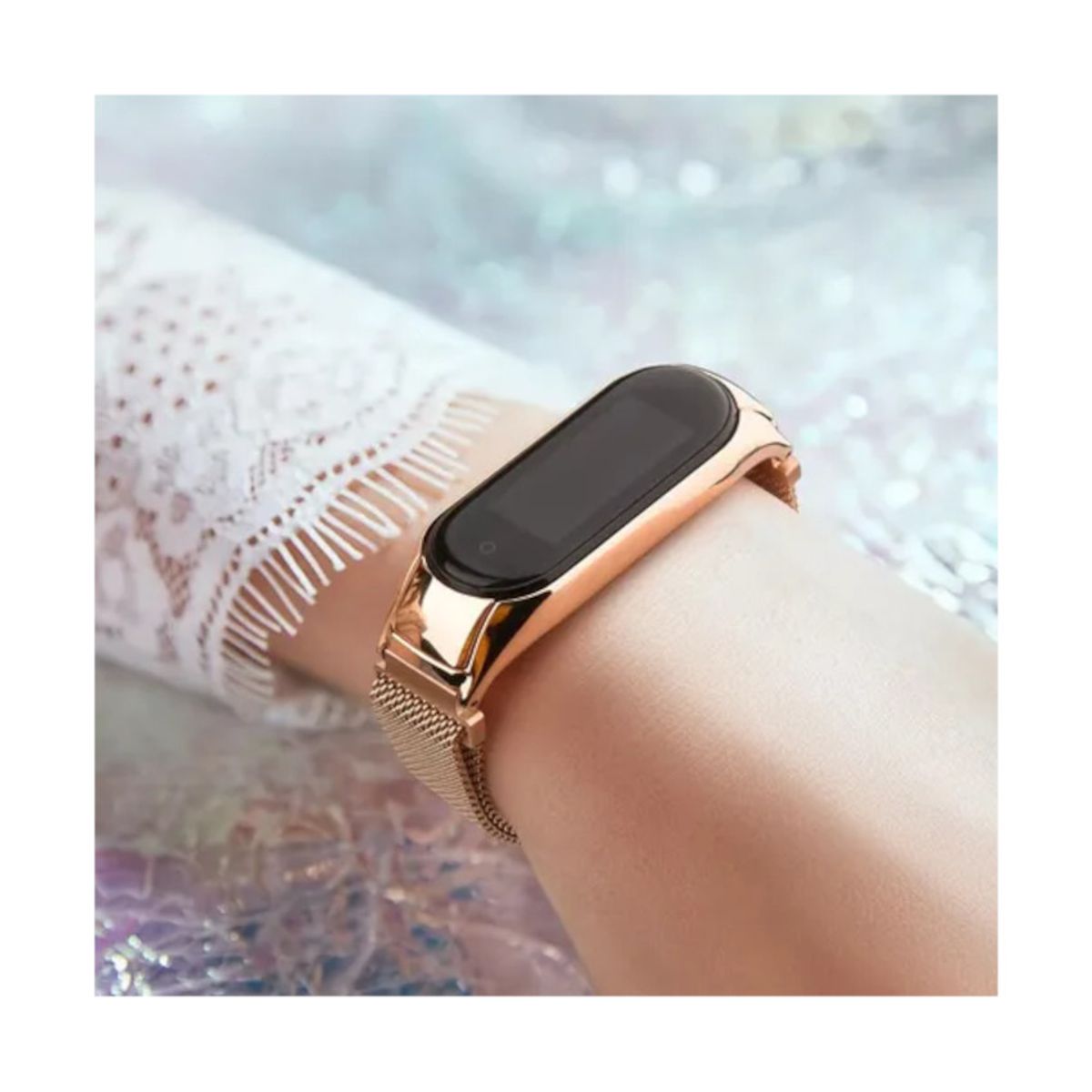 GENERICO - Correa De Acero con Hebilla Ajustable Para Xiaomi Mi Band 2