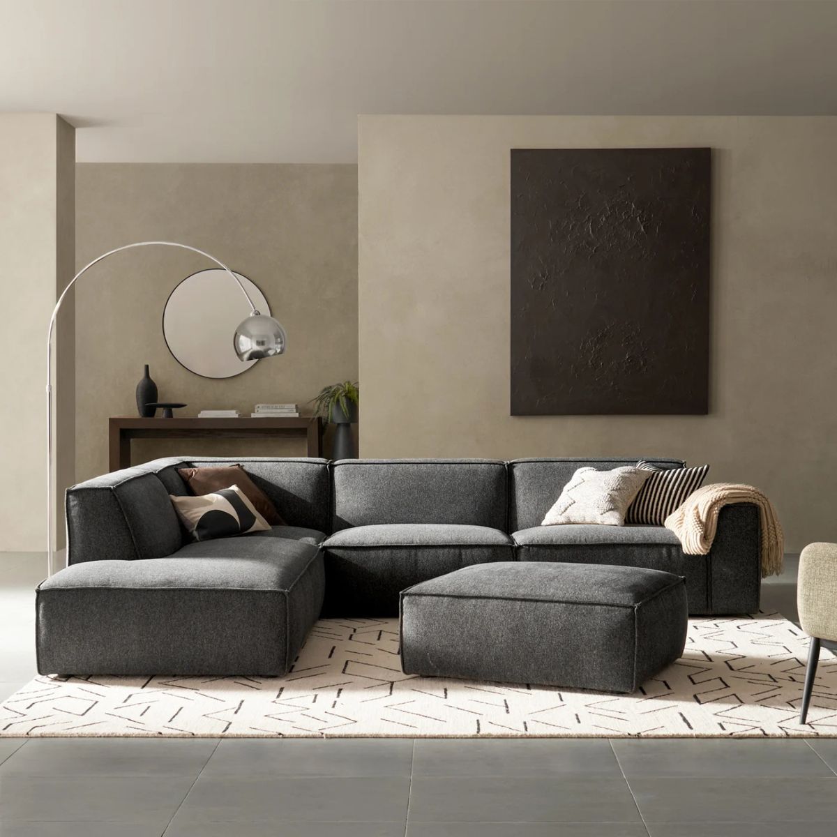 GENERICO - Seccional Izquierdo con chaise longue extensible Jonathan - Gris Oscuro