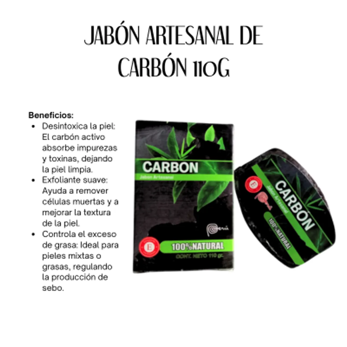 GENERICO - JABÓN ARTESANAL DE CARBÓN 110G