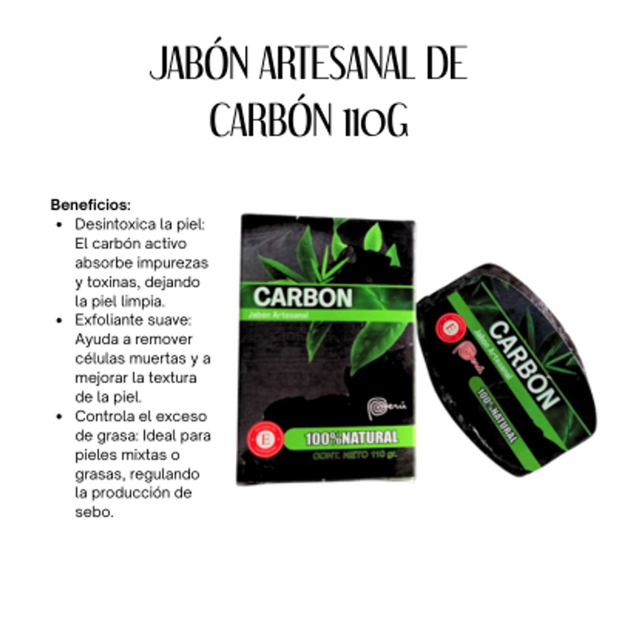 GENERICO - JABÓN ARTESANAL DE CARBÓN 110G