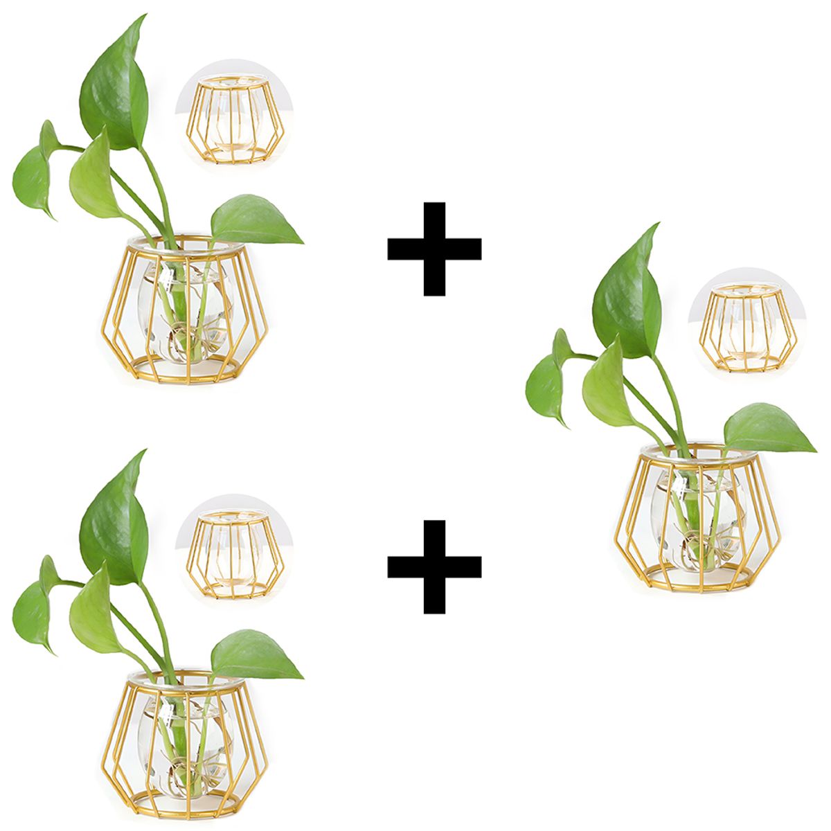 BUCKINGHAM - Macetero florero para decoración del hogar Dorado pack de 3x