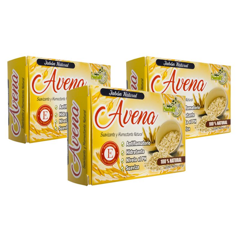 GENERICO - Jabón Natural Corporal De Avena 110Gr 3 Und