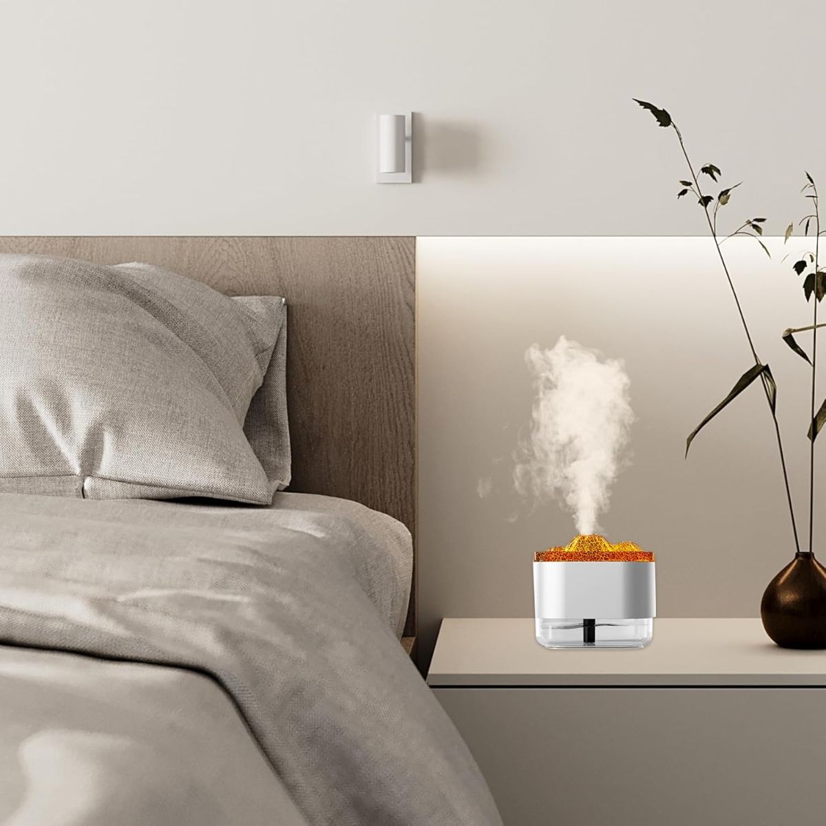 ELMEJORPRECIO - Humidificador con Luces LED Diseño Decorativo Modelo Volcano Blanco