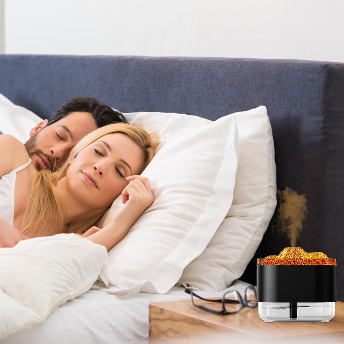 ELMEJORPRECIO - Humidificador con Luces LED Diseño Decorativo Modelo Volcano Negro