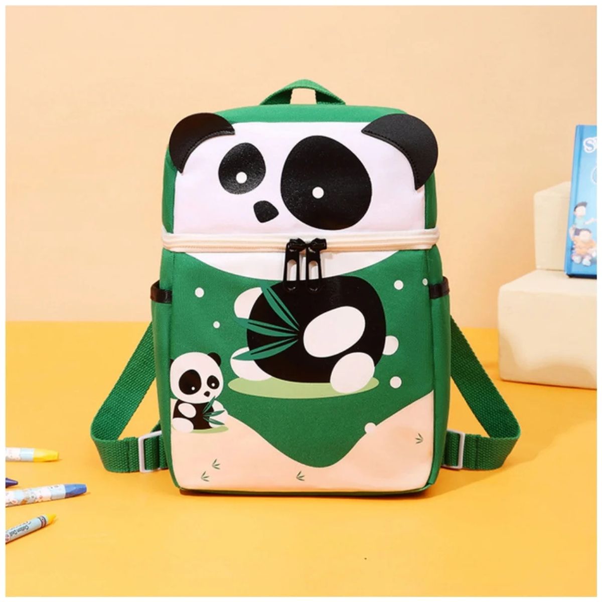 MINARI - Mochila para Niños Escolar Infantil Panda Verde 50M