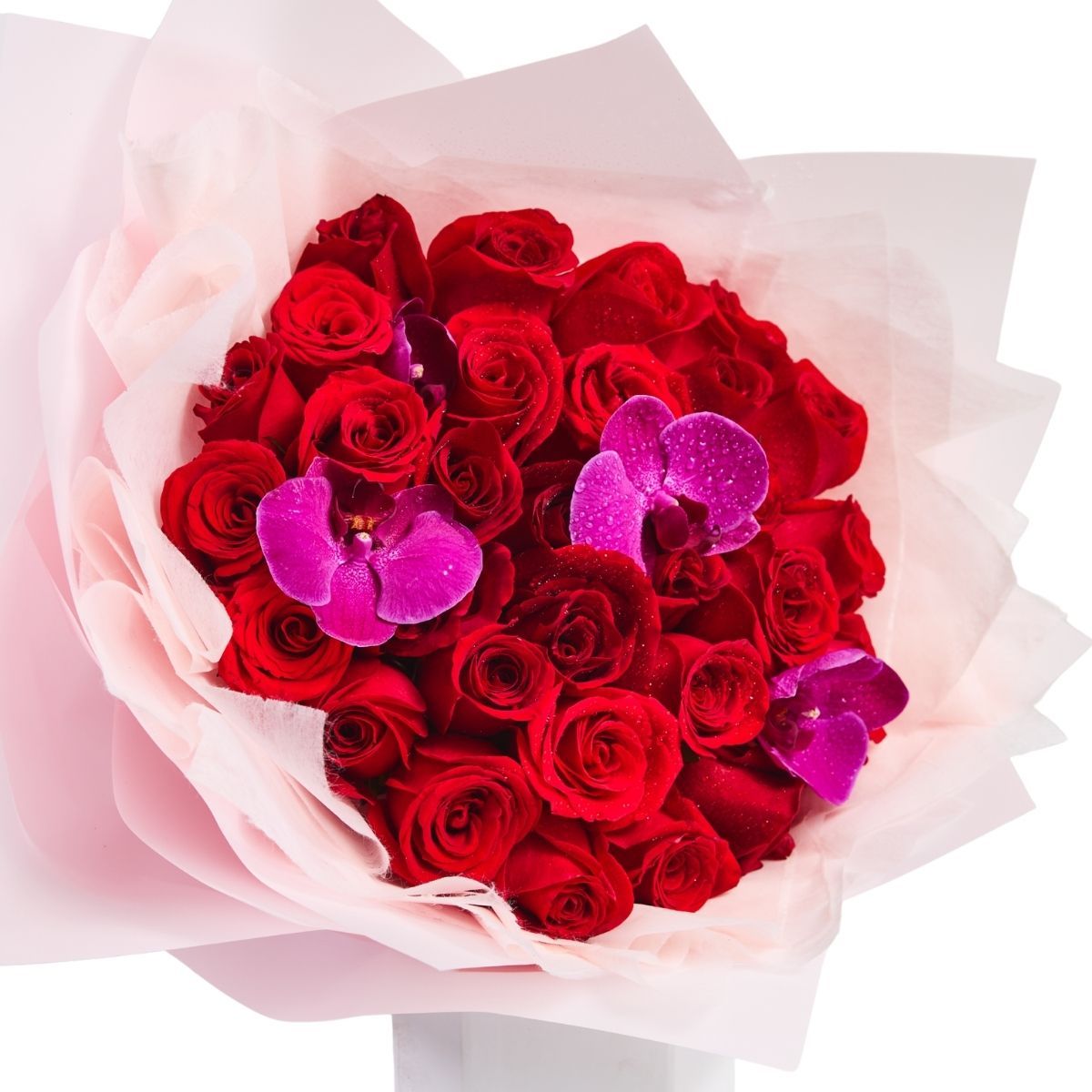 GENERICO - Ramo Amor - 30 rosas rojas y orquídeas