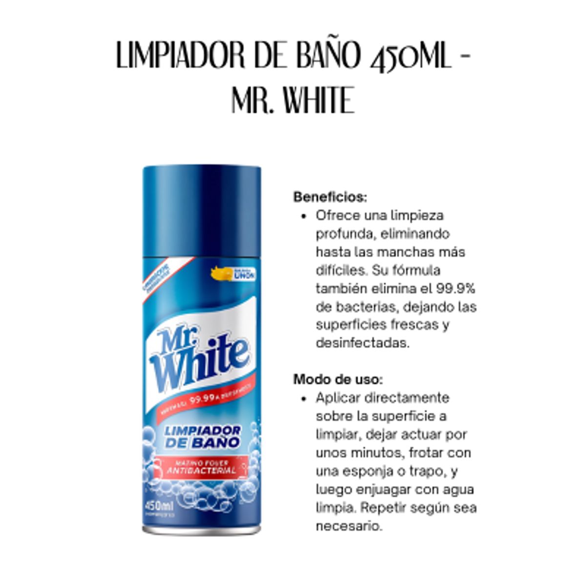 GENERICO - LIMPIADOR DE BAÑO 450ML - MR WHITE