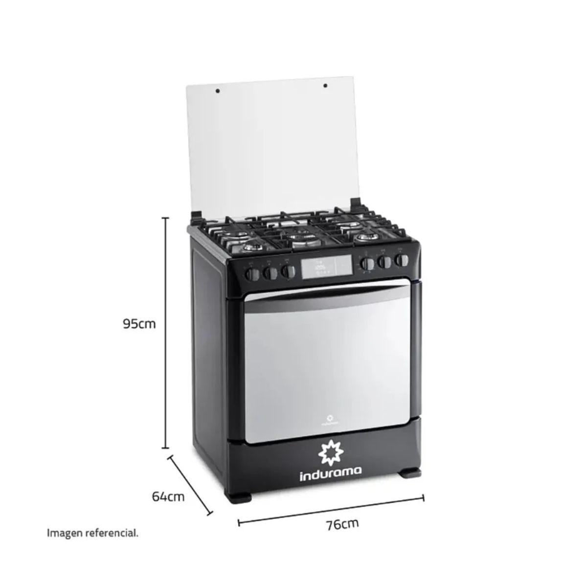 INDURAMA - Cocina a Gas Indurama 5 hornillas NIZA ZAFIRO Negro.
