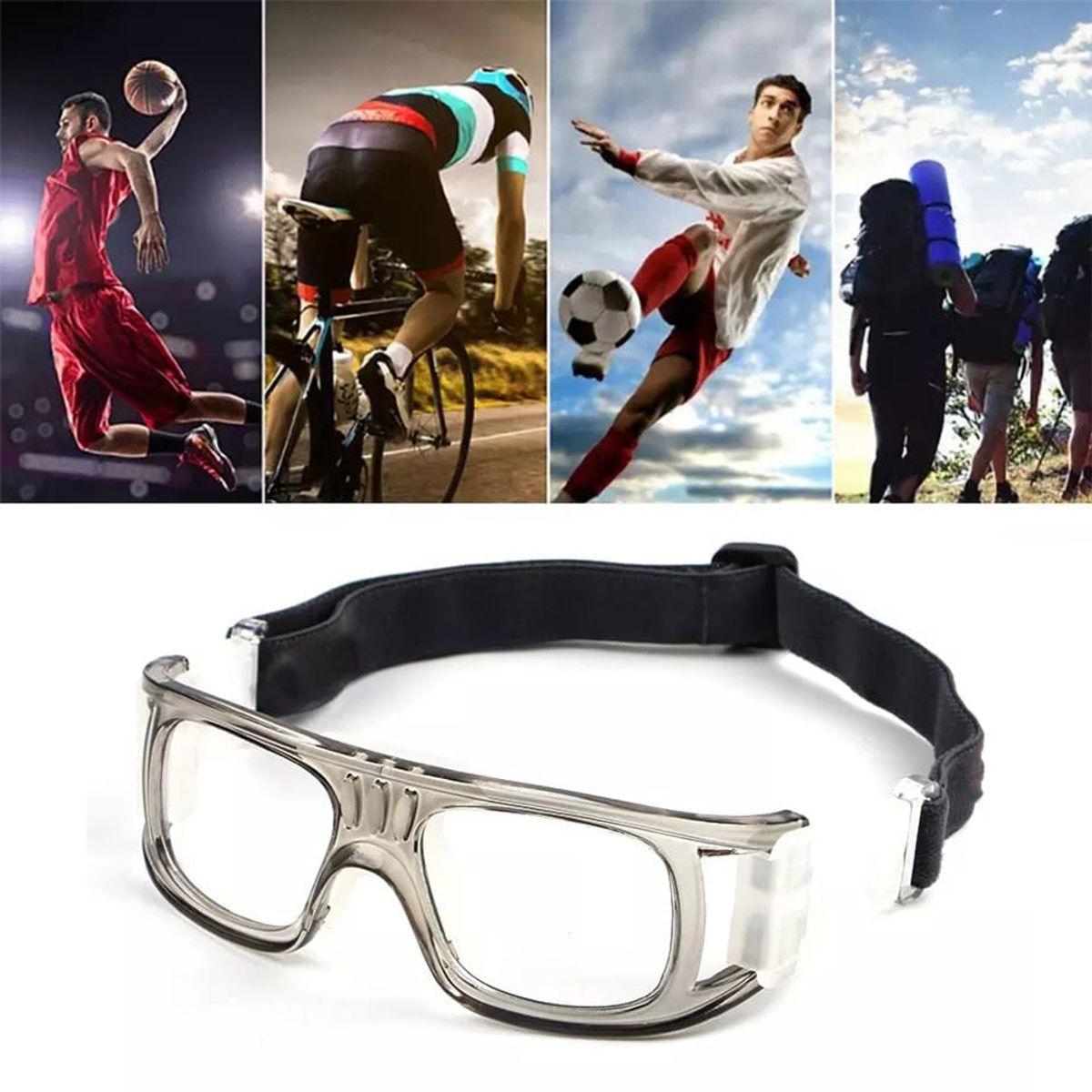 GENERICO - Marco Montura De Lentes Anti-Impacto Gris + Canilleras de Fútbol-Adulto