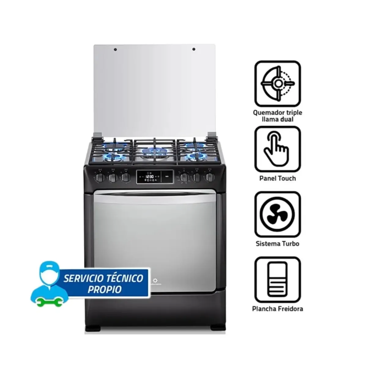 INDURAMA - Cocina a Gas Indurama 5 hornillas NIZA ZAFIRO Negro.