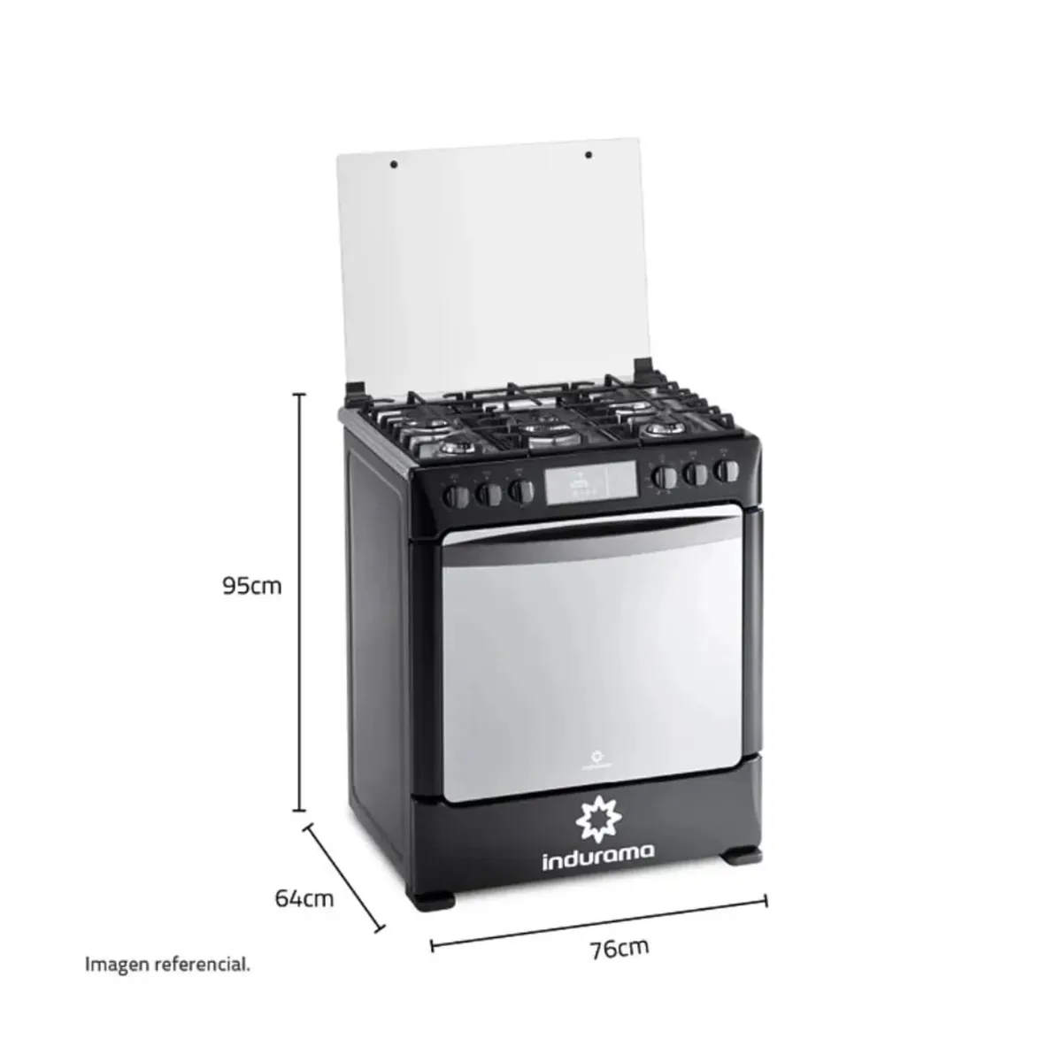 INDURAMA - Cocina a Gas Indurama 5 hornillas NIZA ZAFIRO Negro.