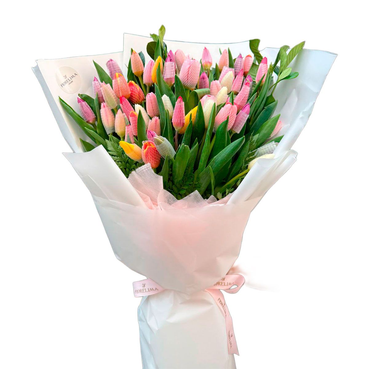 GENERICO - Ramo Buchón de 50 Tulipanes Multicolor