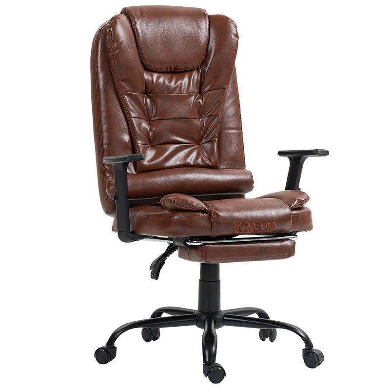 KOMSUM - Silla Ergonomica Oficina Gerencial BaseAcero Roma Komsum Marron Claro