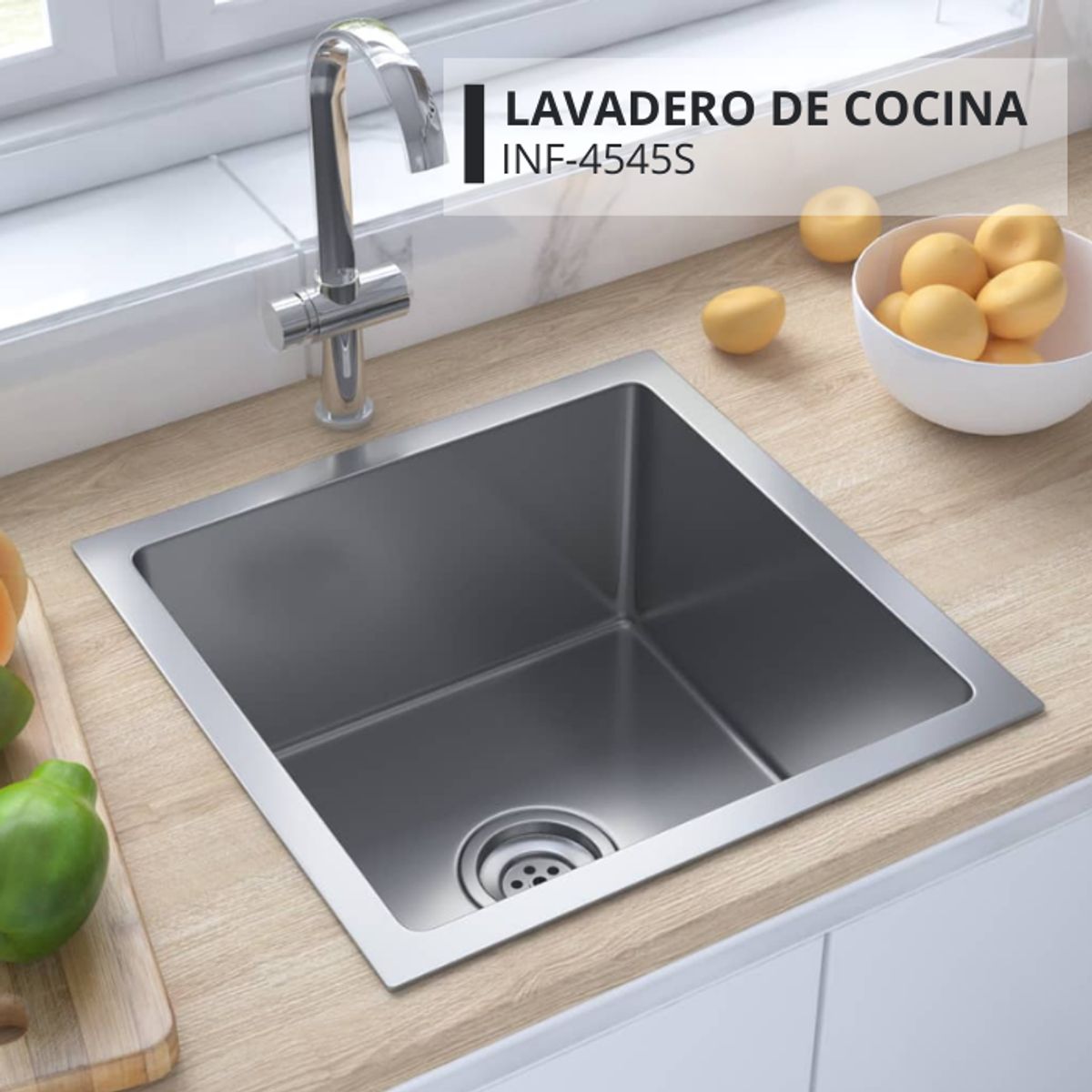 FRATELLI - LAVADERO DE COCINA ACERO INOXIDABLE SATINADO INF-4545S