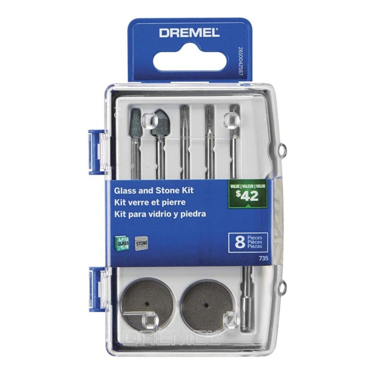 DREMEL - Micro Kit de 8 Accesorios Vidrio y Piedra Dremel 735-01