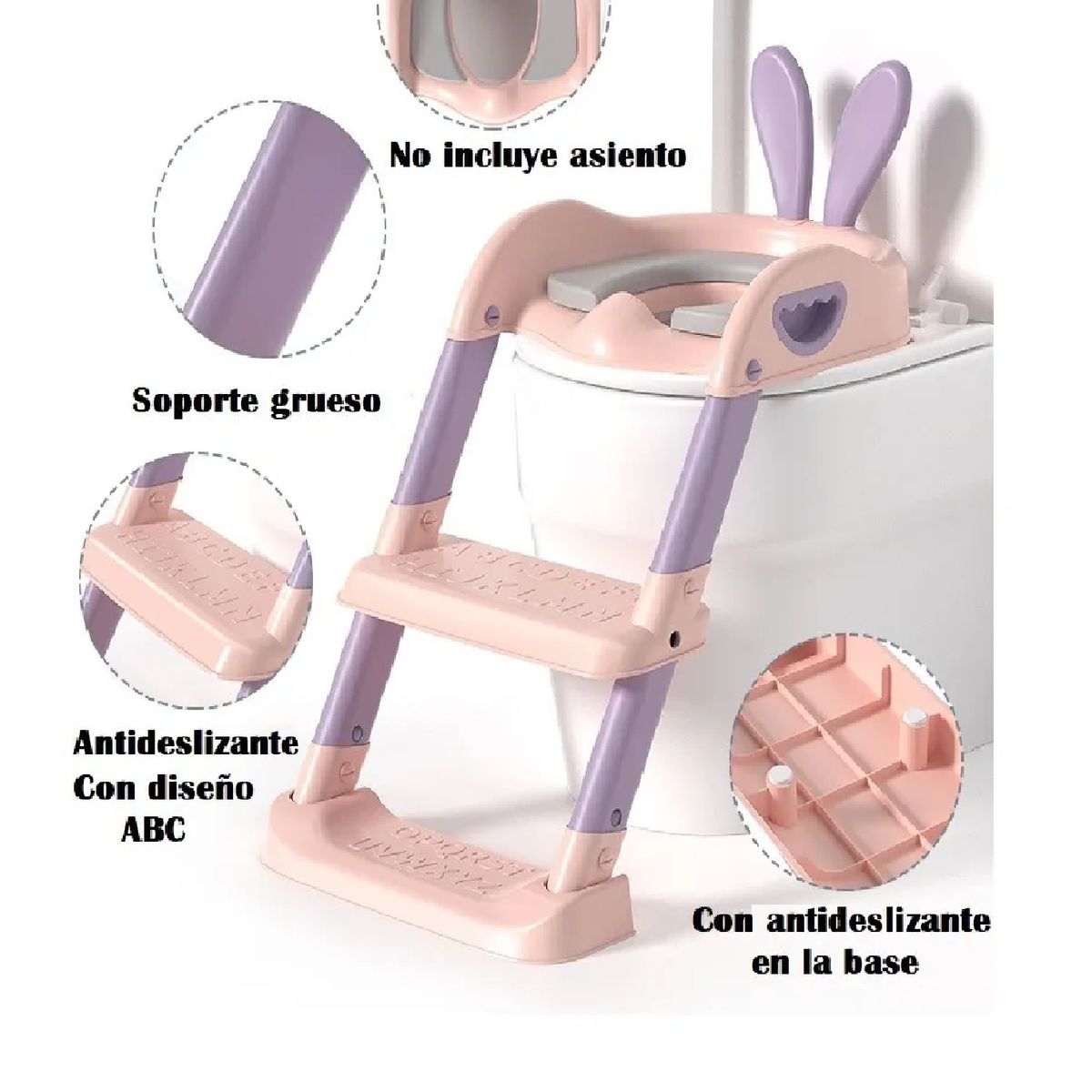 GENERICO - Adaptador de Baño y Escalera Portátil para Niños con Orejas