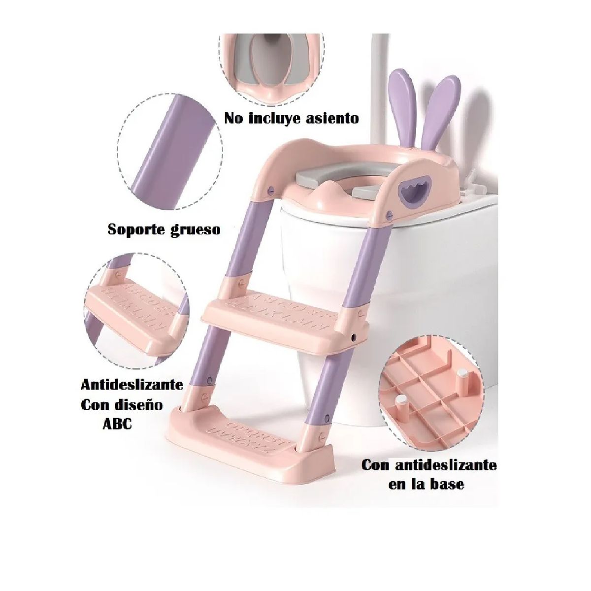 GENERICO - Adaptador de Baño y Escalera Portátil para Niños con Orejas