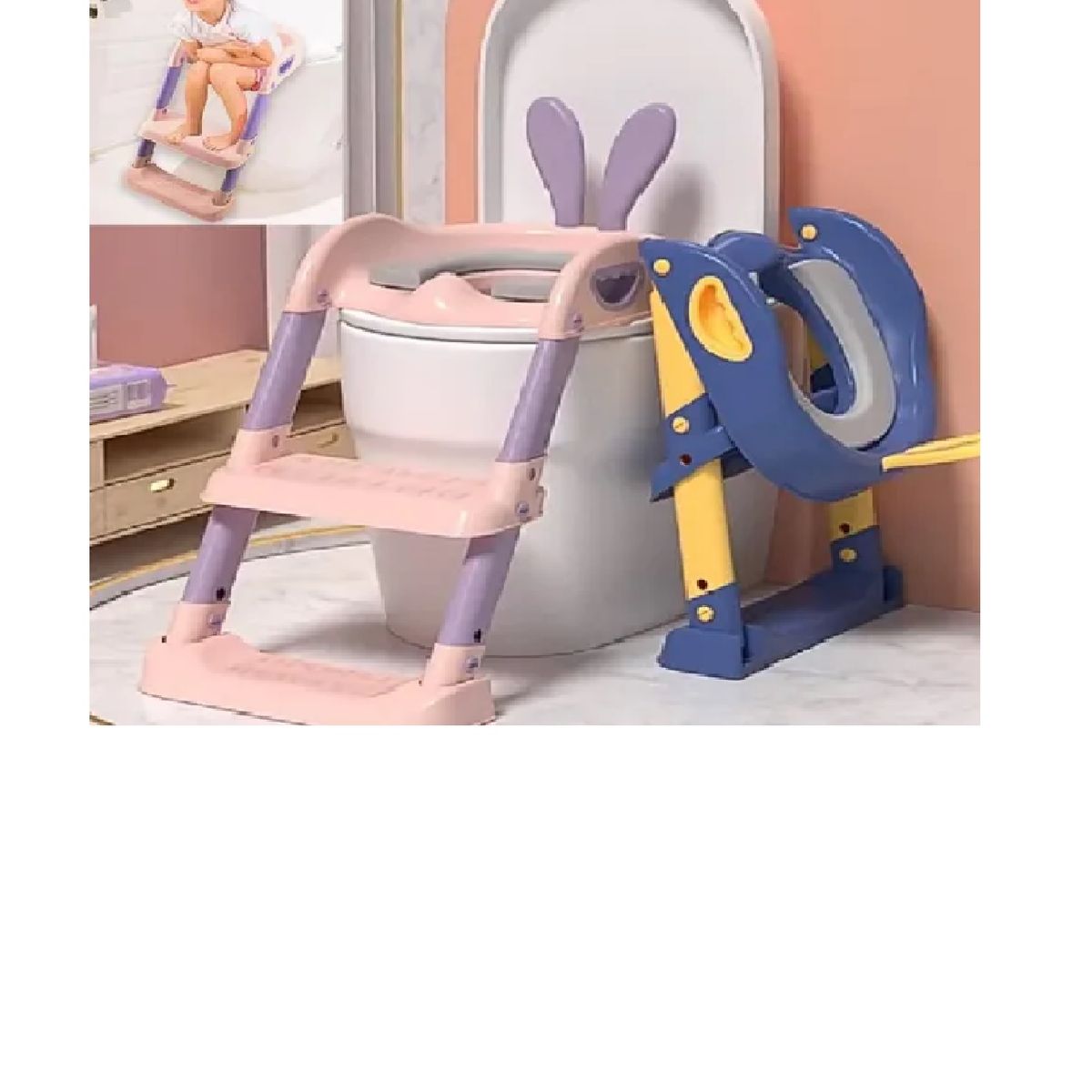 GENERICO - Adaptador de Baño y Escalera Portátil para Niños con Orejas