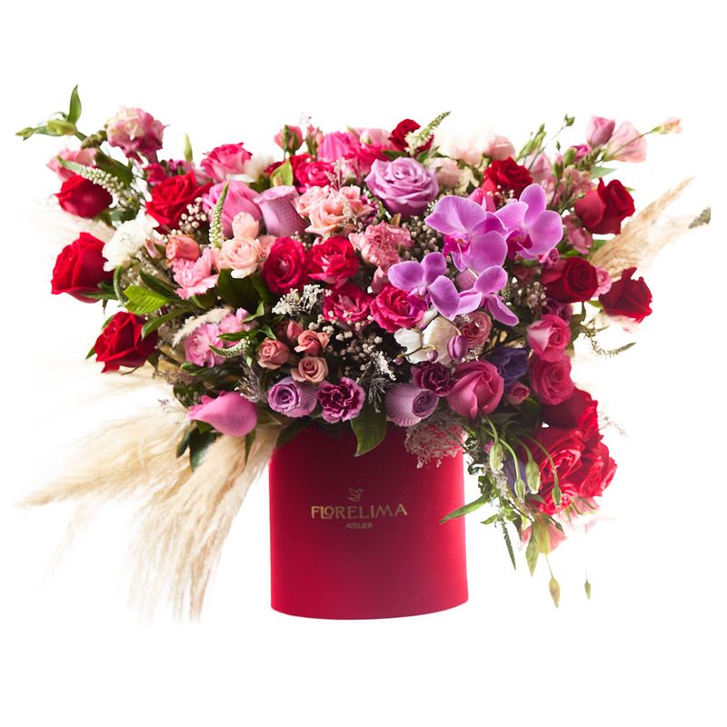 GENERICO - Box Passion - Rosas verónicas orquídeas lisianthus y palmas