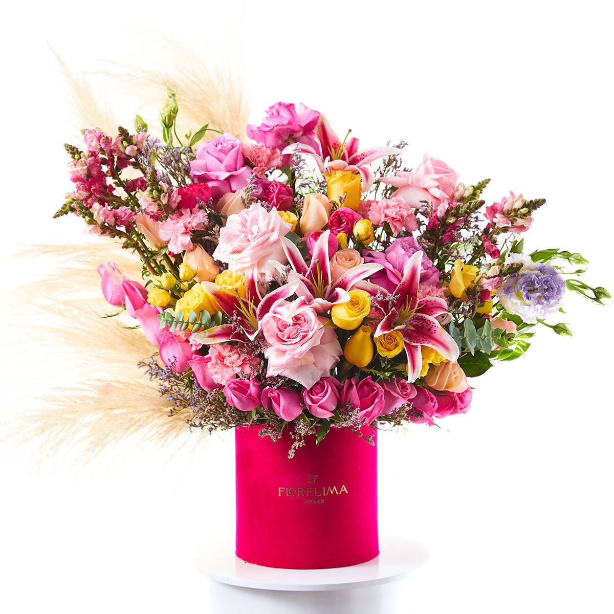 GENERICO - Box Caricias - Rosas verónicas orquídeas lisianthus y palmas