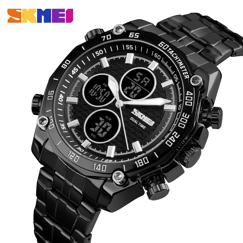SKMEI - Reloj Skmei 1302 Negro Correa Acero Para caballero