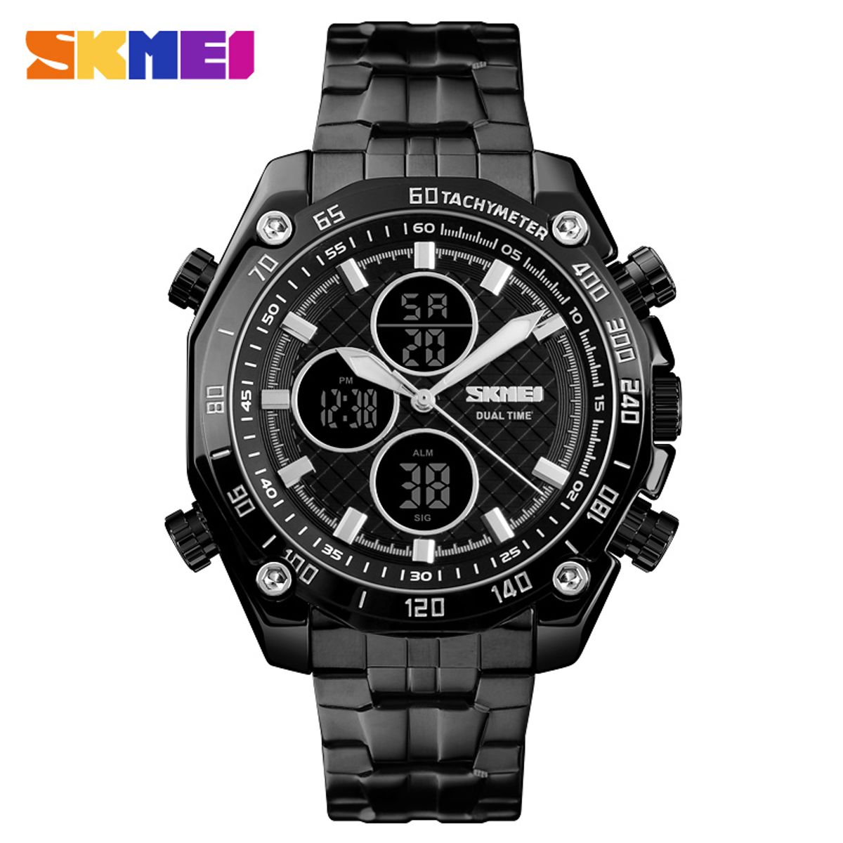 SKMEI - Reloj Skmei 1302 Negro Correa Acero Para caballero