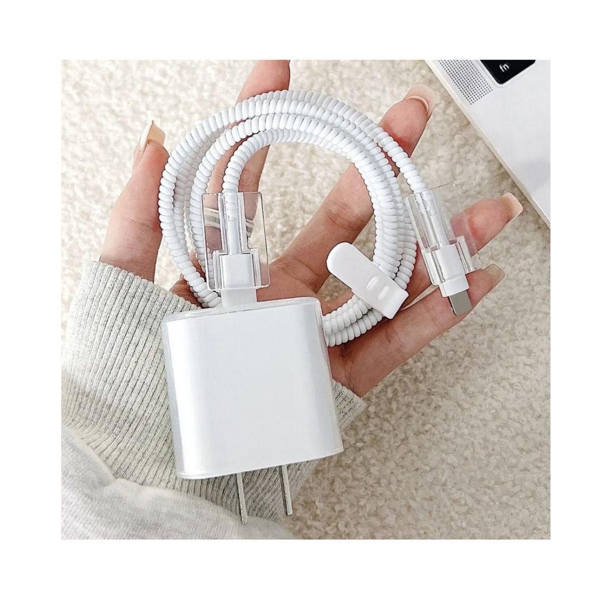 GENERICO - Case Protector de Cargador para iPhone Blanco