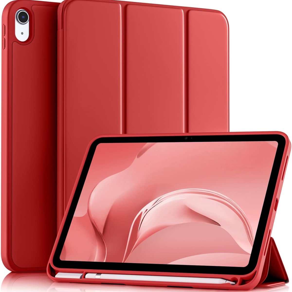 GENERICO - Case Cover Funda IPad 10.9 (10ma Generación) con Porta Pencil - ROJO