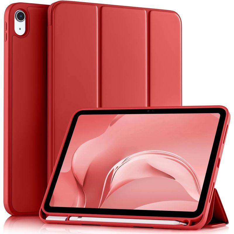 GENERICO - Case Cover Funda IPad 10.9 (10ma Generación) con Porta Pencil - ROJO