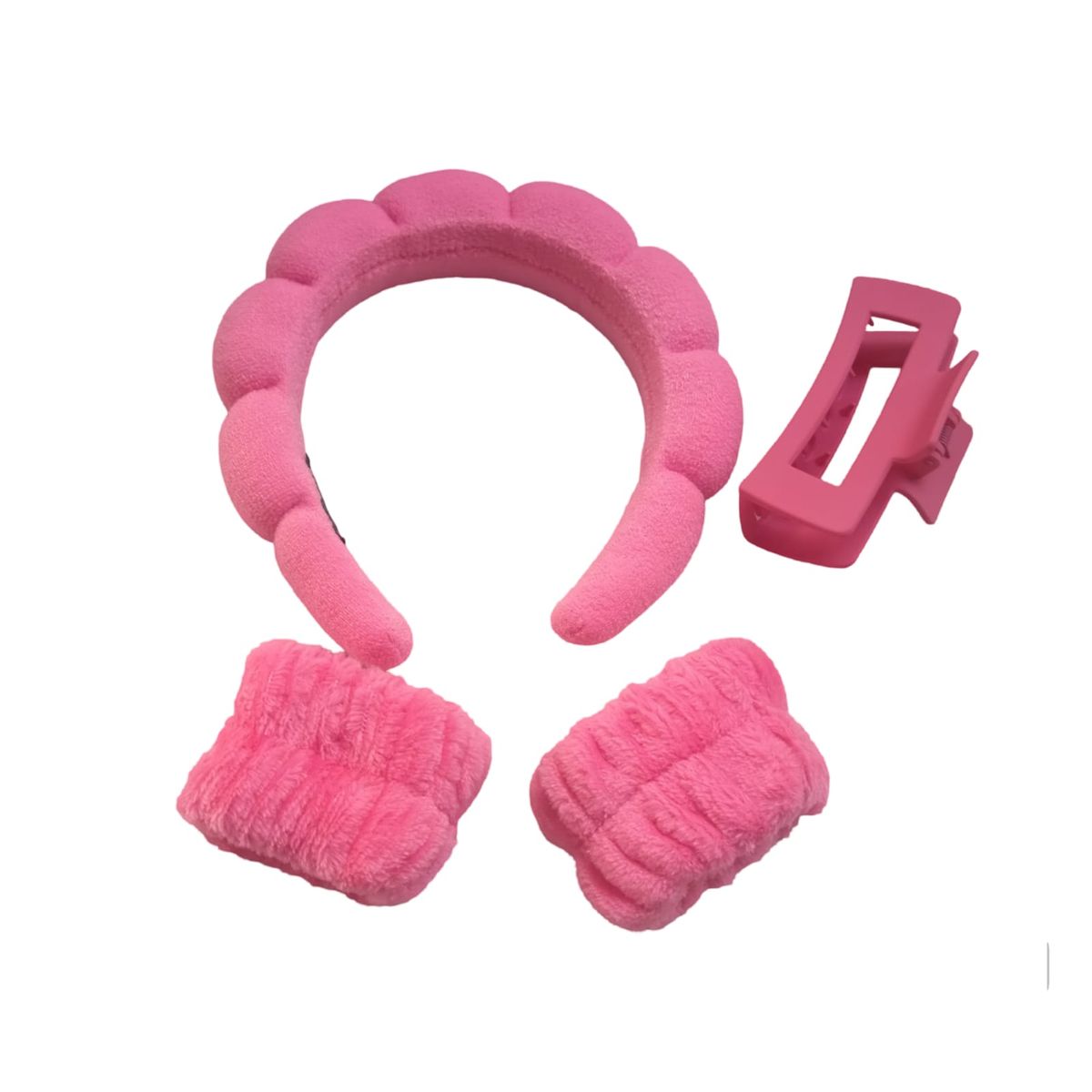 GENERICO - Vincha Diadema para Skincare con Muñequeras y Gancho - Fucsia